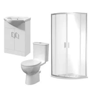 Quadrant Enclosure 1900mm Tray, 550mm Vanity, Pan and Cistern