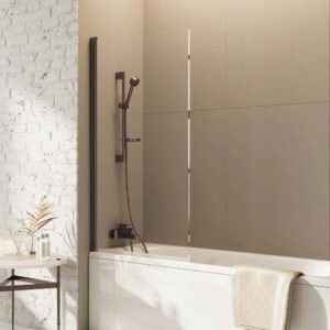 Single Panel Bath Screen – 1500 x 800 , Brushed Bronze Finish