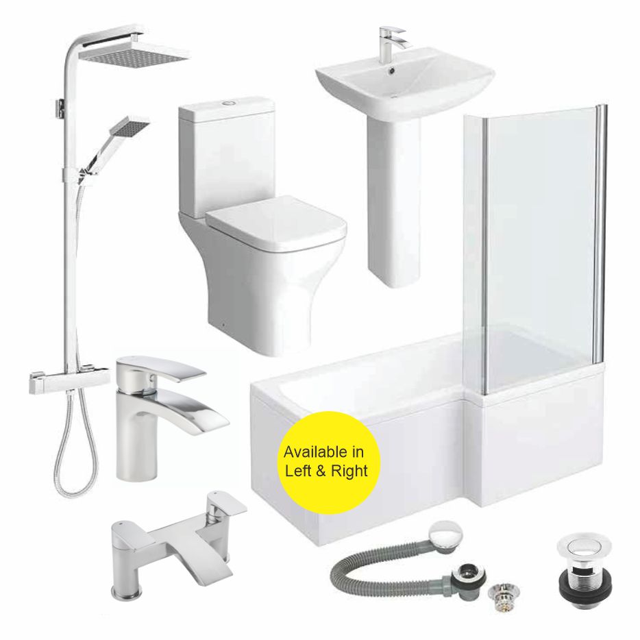 Kerridge L- Shaped 1700 Complete Bath Set