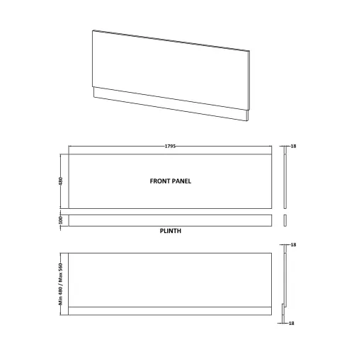 1800mm Bath Front Panel - Image 2