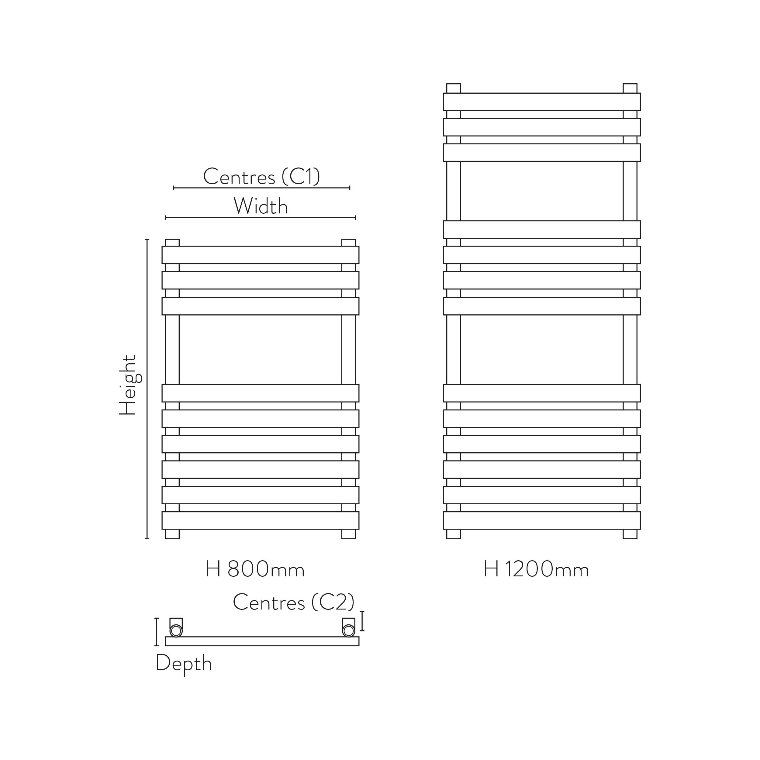 Bristol Towel Radiators Towel Rail 800h x 500w x 72d mm - Image 4