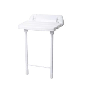 Bathex Essential Slatted Shower Seat w/ Stainless Steel Drop Down Legs - White