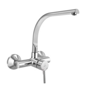Single Lever Sink Mixer with Swinging Spout on Upper Side, Wall Mounted