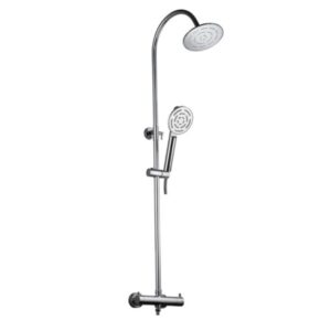 Thermostatic Shower Mixer with Integrated Divertor and Adjust Height Upto 250mm Rigid Riser with Shower Head & Shower Handset