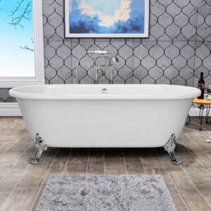 Queens Free Standing Bath Tub 1702x787x434/615mm With Chrome Over Flow, Waste & Legs